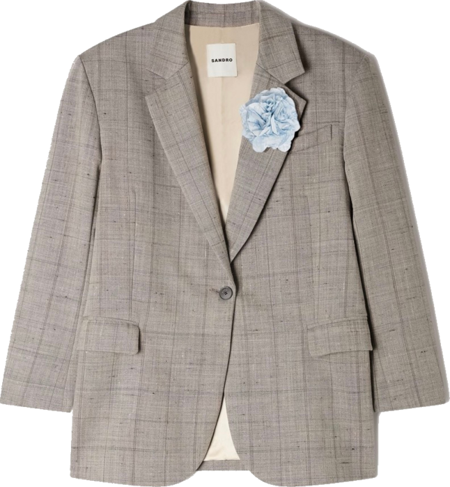 Checked grey blazer styled for Lea's portrait
