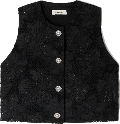 Black lace vest styled for Nadia's portrait